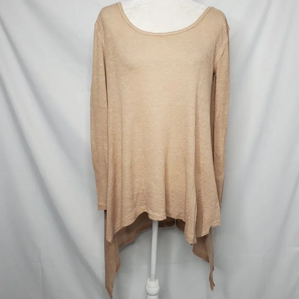 FREE PEOPLE oversized shirt cream the‎ incredible tee long sleeve thermal top XS